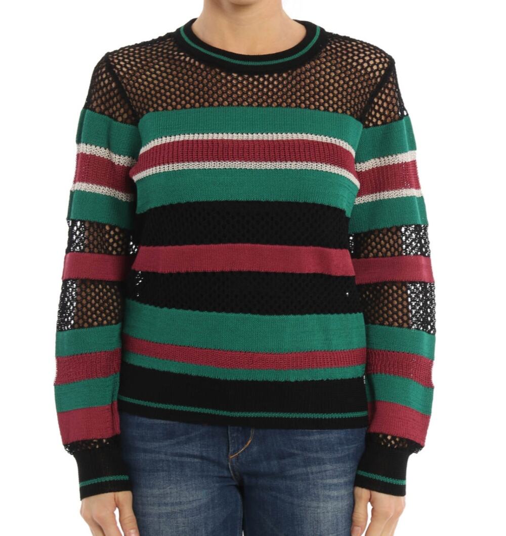 ISABEL MARANT ETOILE Deacon Open Knit Striped Crew Neck Sweater US6/EU36 Preppy